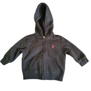 Polo Ralph Lauren Baby Boys Cotton Fleece Hoodie Color Black Zip Up 9 Months